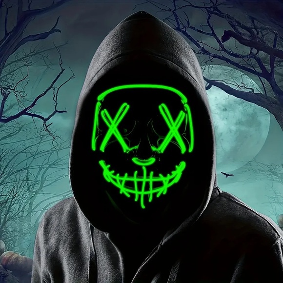 Halloween led light up mask available in three colours red , blue , green - Picture 3 of 3